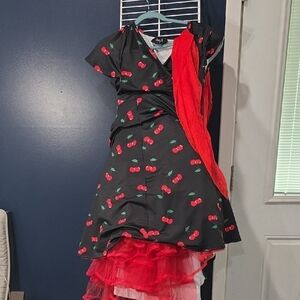Cherry Print Asymmetrical Dress
